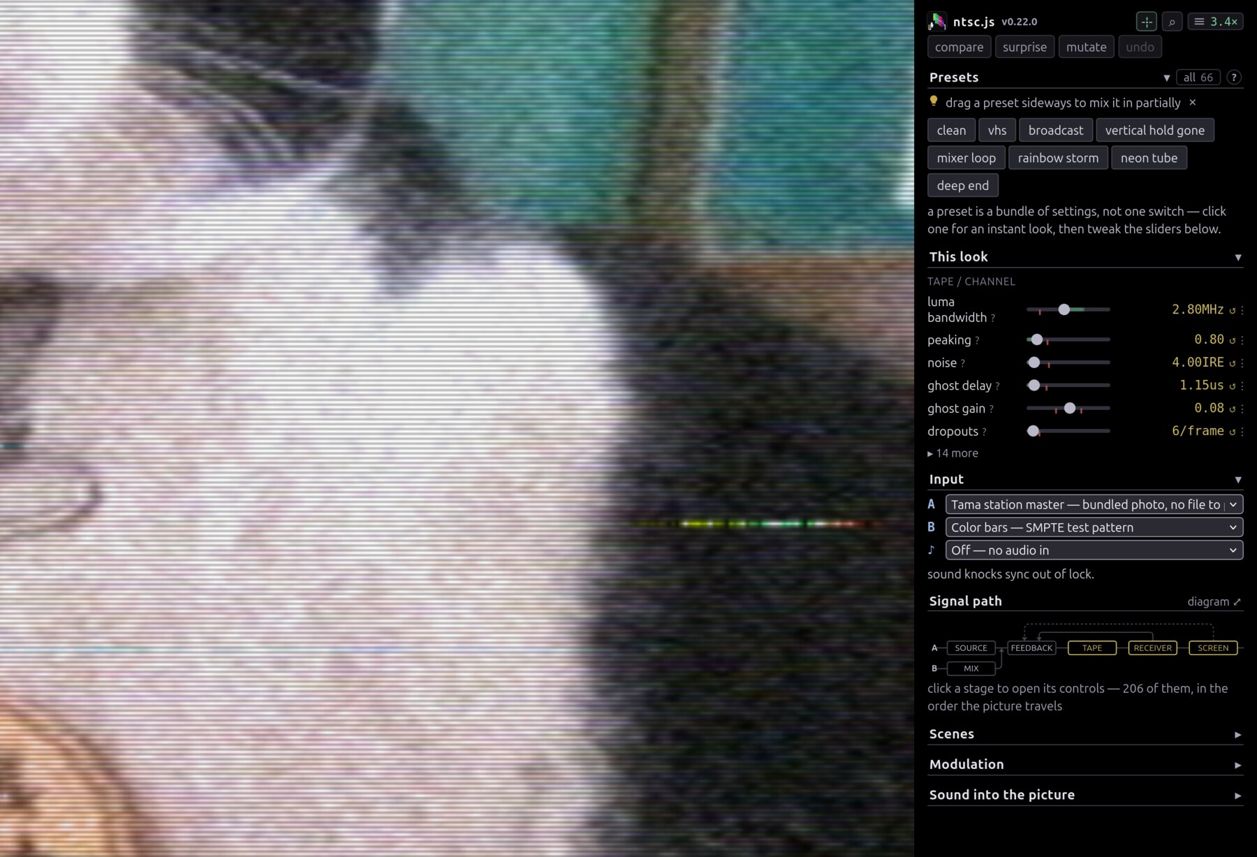 The app window with the picture magnified 3.4x